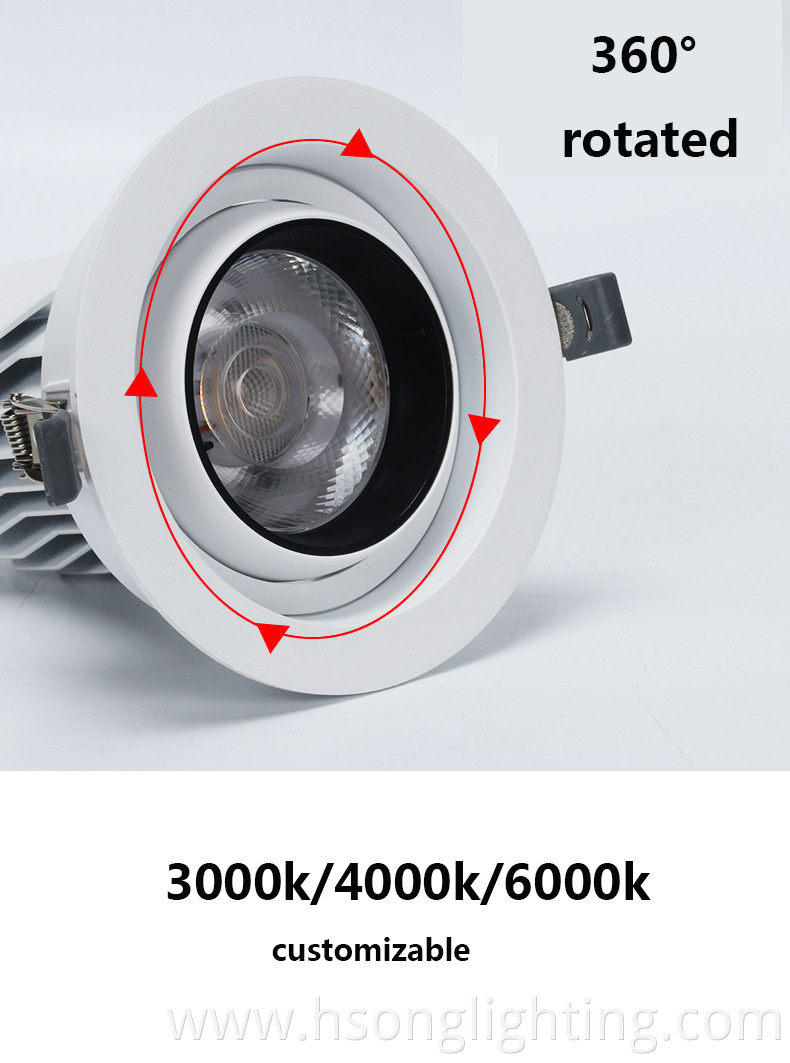 Modern Aluminum LED Down light Adjustable High Lumen COB Hotel Indoor Ceiling Recessed LED Narrow Beam SPOT LIGHT